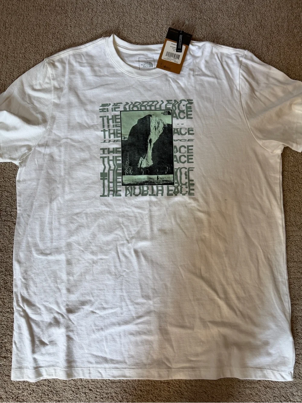 The North Face White Short-Sleeve Tee with Green Graphic